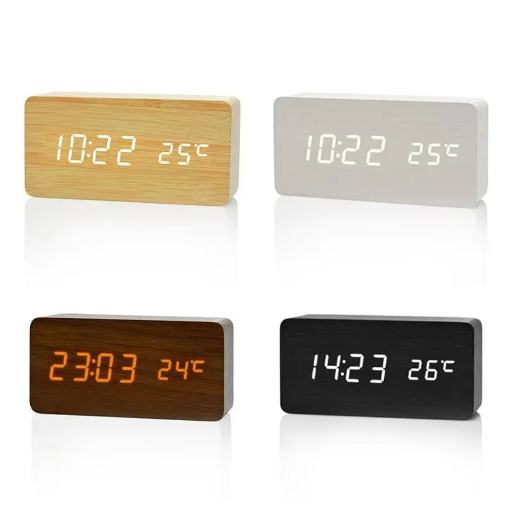 Almadar™ Wooden Desk – LED Alarm Clock