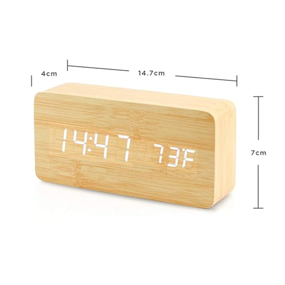 Almadar™ Wooden Desk – LED Alarm Clock