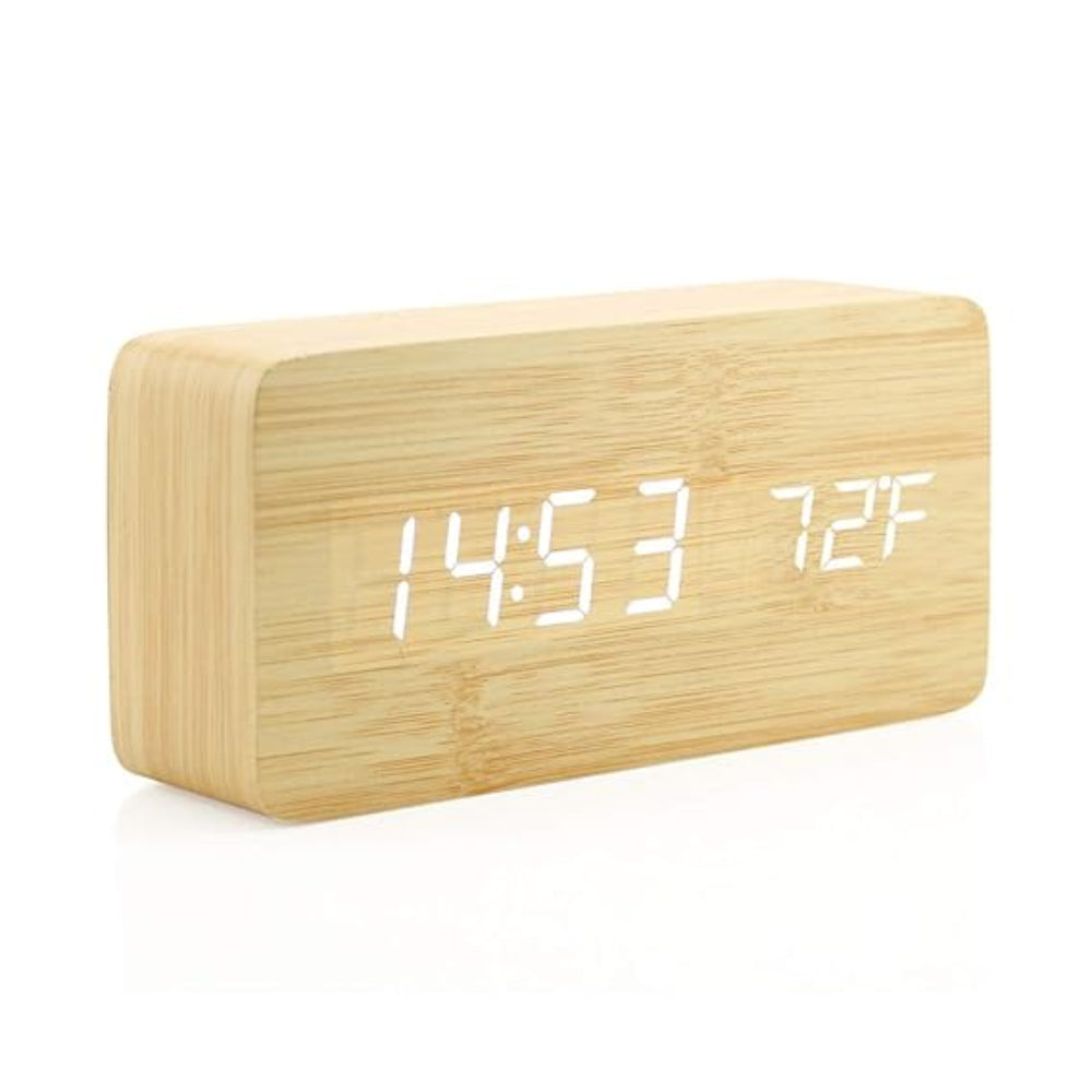 Almadar™ Wooden Desk – LED Alarm Clock