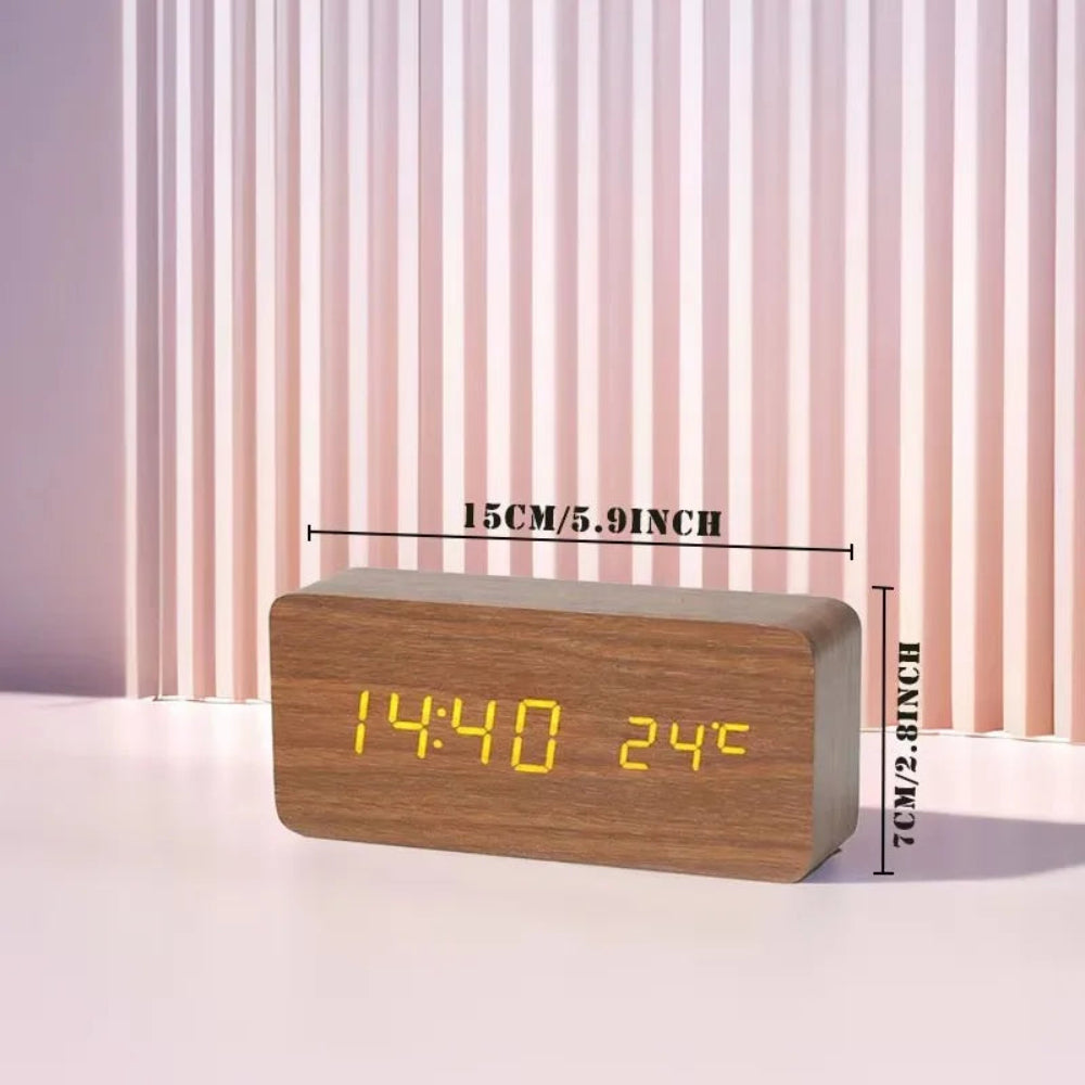 Almadar™ Wooden Desk – LED Alarm Clock