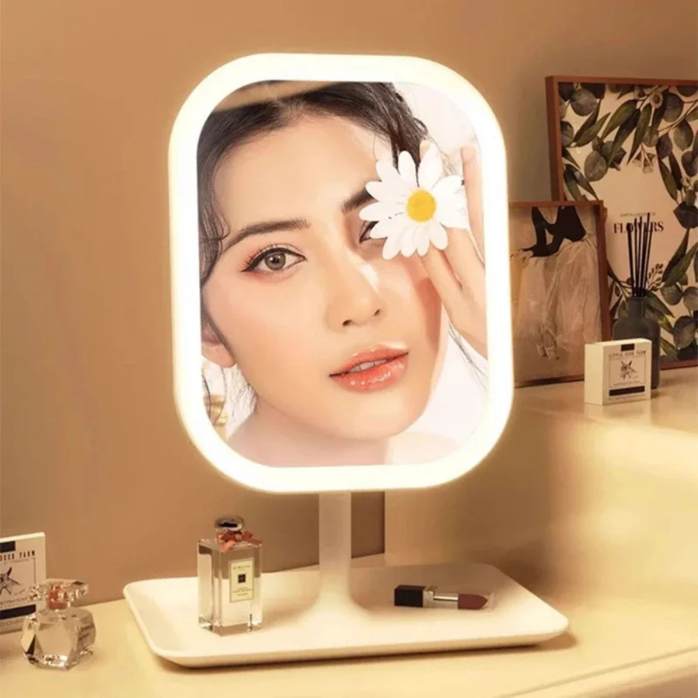 Almadar™ Shine Beauty – LED Desktop Mirror