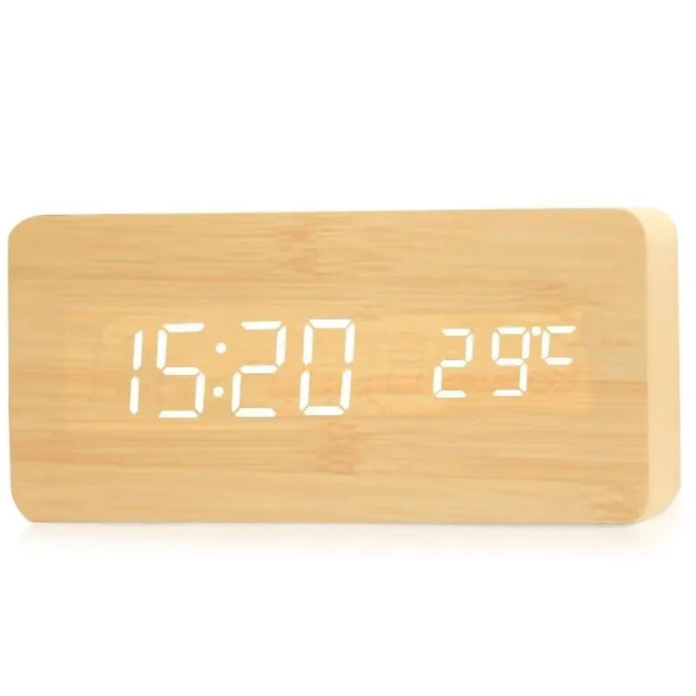 Almadar™ Wooden Desk – LED Alarm Clock