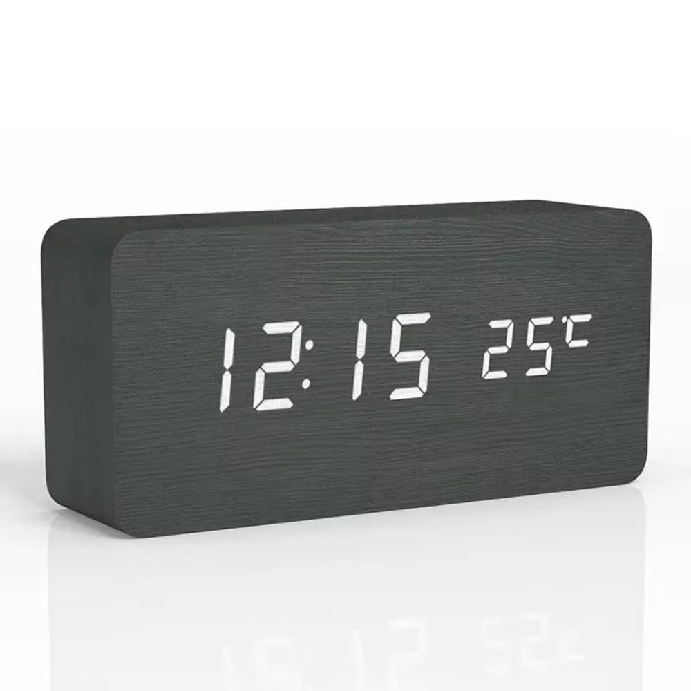 Almadar™ Wooden Desk – LED Alarm Clock