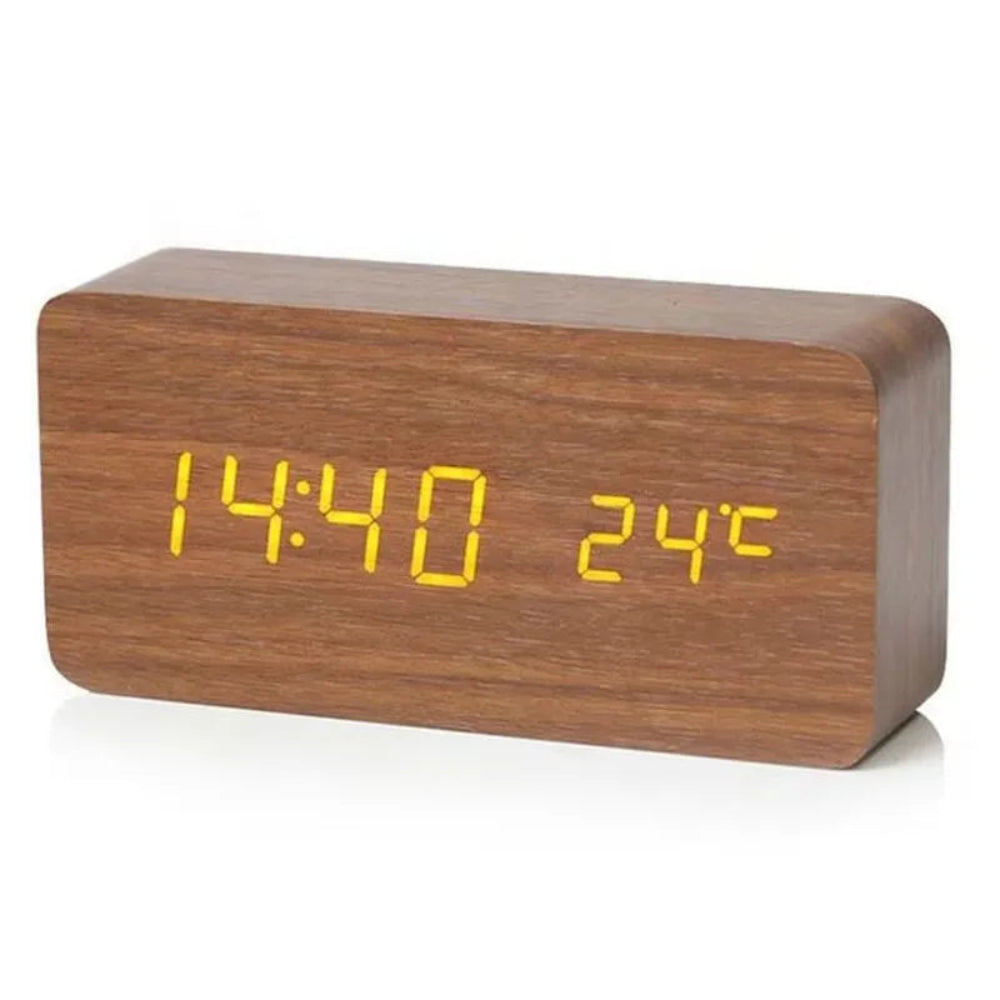 Almadar™ Wooden Desk – LED Alarm Clock