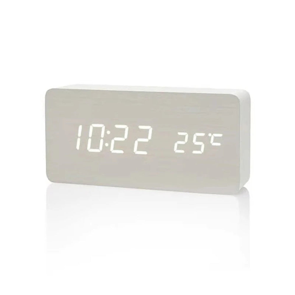 Almadar™ Wooden Desk – LED Alarm Clock