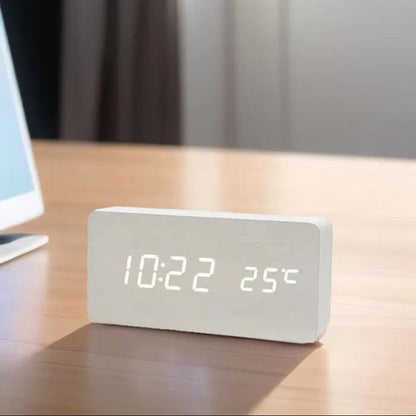 Almadar™ Wooden Desk – LED Alarm Clock