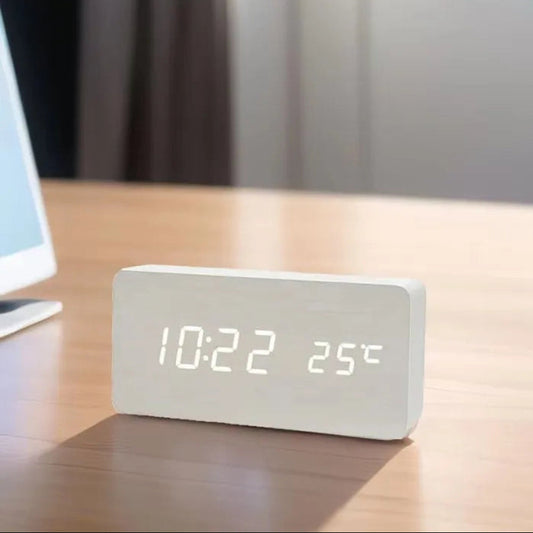 Almadar™ Wooden Desk – LED Alarm Clock