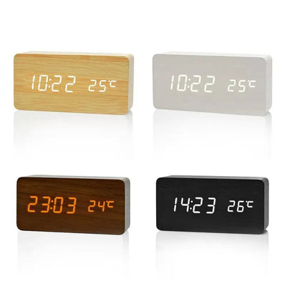 Almadar™ Wooden Desk – LED Alarm Clock