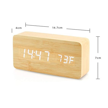 Almadar™ Wooden Desk – LED Alarm Clock