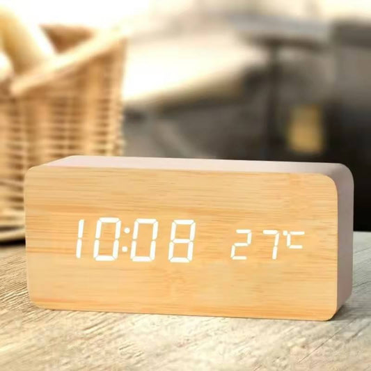 Almadar™ Wooden Desk – LED Alarm Clock
