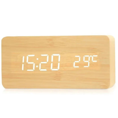 Almadar™ Wooden Desk – LED Alarm Clock